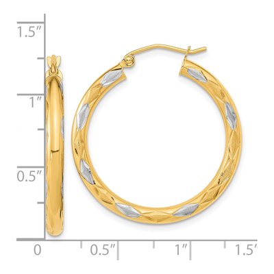 14K Yellow Gold 32mm Diamond-Cut Hoop Earrings – view 5