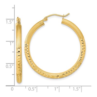 14K Yellow Gold 37mm Diamond-Cut Hoop Earrings – view 5