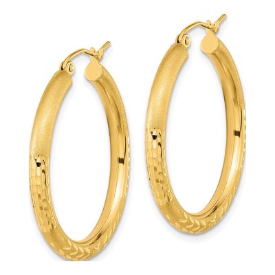 14K Yellow Gold 32mm Diamond-Cut Hoop Earrings – view 3