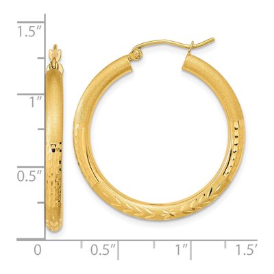 14K Yellow Gold 32mm Diamond-Cut Hoop Earrings – view 5