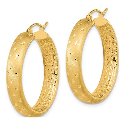14K Yellow Gold 30mm Diamond-Cut Hoop Earrings – view 3