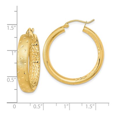 14K Yellow Gold 30mm Diamond-Cut Hoop Earrings – view 5