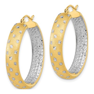 14K Yellow Gold 30mm Inside-Out Hoop Earrings – view 3