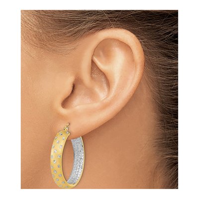 14K Yellow Gold 30mm Inside-Out Hoop Earrings – view 4