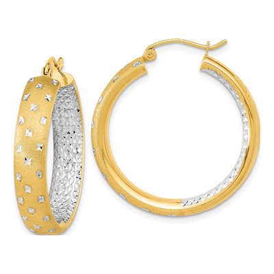 14K Yellow Gold 30mm Inside-Out Hoop Earrings