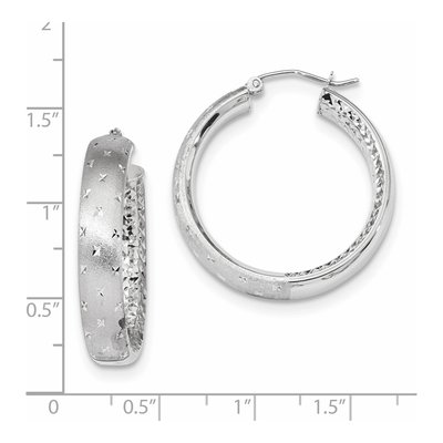 14K White Gold 30mm Diamond-Cut Inside-Out Hoop Earrings – view 5