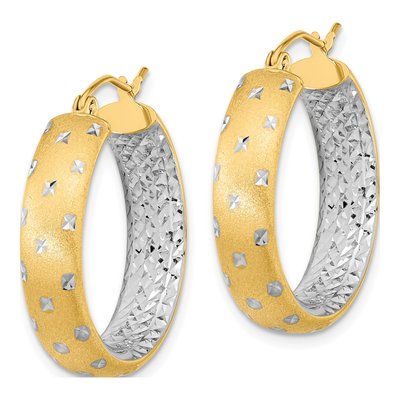 14K Yellow Gold 25mm Diamond-Cut Inside-Out Hoop Earrings – view 3