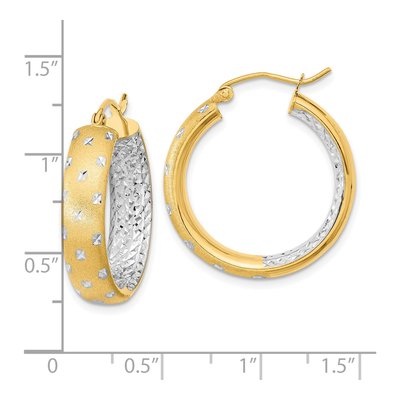 14K Yellow Gold 25mm Diamond-Cut Inside-Out Hoop Earrings – view 5