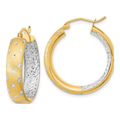 14K Yellow Gold 25mm Diamond-Cut Inside-Out Hoop Earrings