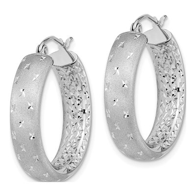 14K White Gold 25mm Diamond-Cut Inside-Out Hoop Earrings – view 2