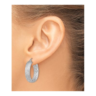 14K White Gold 25mm Diamond-Cut Inside-Out Hoop Earrings – view 3