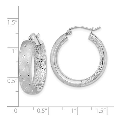 14K White Gold 25mm Diamond-Cut Inside-Out Hoop Earrings – view 4