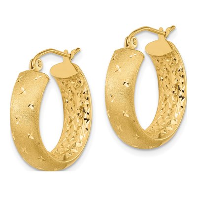 14K Yellow Gold 21mm Diamond-Cut Inside-Out Hoop Earrings – view 2