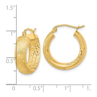 14K Yellow Gold 21mm Diamond-Cut Inside-Out Hoop Earrings – view 4