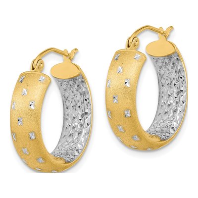 14K Yellow Gold 21mm Diamond-Cut Inside-Out Hoop Earrings – view 3