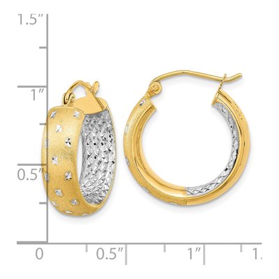 14K Yellow Gold 21mm Diamond-Cut Inside-Out Hoop Earrings – view 5