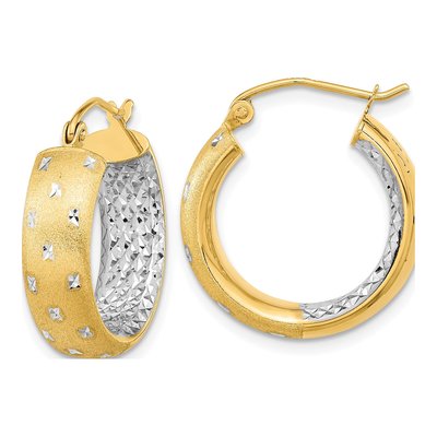 14K Yellow Gold 21mm Diamond-Cut Inside-Out Hoop Earrings