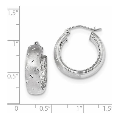 14K White Gold 21mm Diamond-Cut Hoop Earrings – view 5