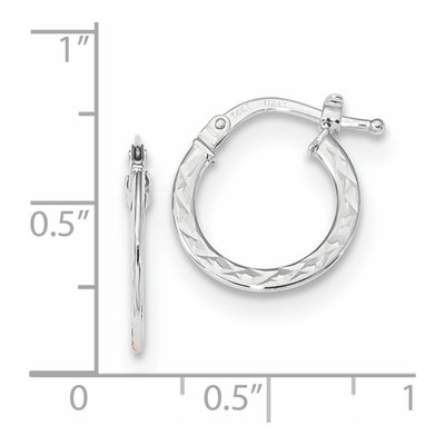 14K White Gold 16mm Diamond-Cut Tube Hoop Earrings – view 5
