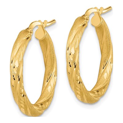 14K Yellow Gold 23mm Diamond-Cut Hoop Earrings – view 2