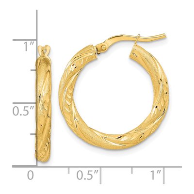 14K Yellow Gold 23mm Diamond-Cut Hoop Earrings – view 4