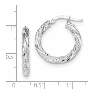 14K White Gold 23mm Diamond-Cut Hoop Earrings – view 5