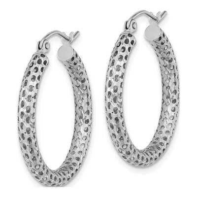14K White Gold 25mm Mesh Hoop Earrings – view 3