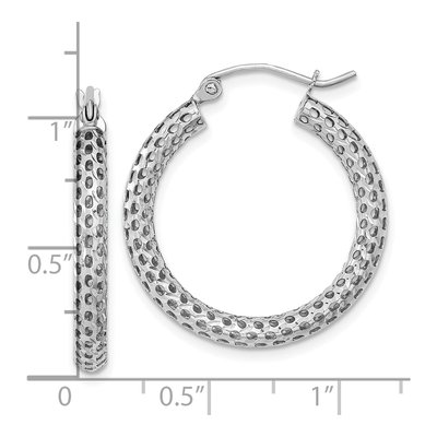 14K White Gold 25mm Mesh Hoop Earrings – view 5