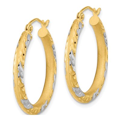 14K Yellow Gold 27mm Diamond-Cut Hoop Earrings – view 3