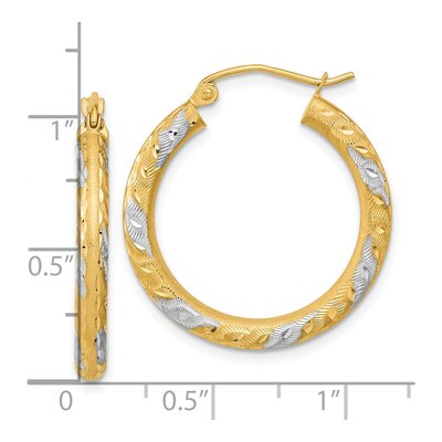 14K Yellow Gold 27mm Diamond-Cut Hoop Earrings – view 5