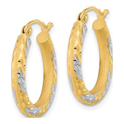 14K Yellow Gold 22mm Diamond-Cut Hoop Earrings – view 3