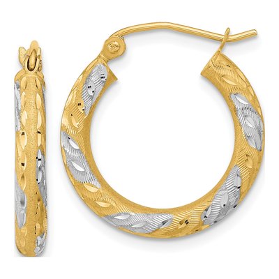 14K Yellow Gold 22mm Diamond-Cut Hoop Earrings