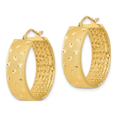 14K Yellow Gold 25mm Diamond-Cut Inside-Out Hoop Earrings – view 2