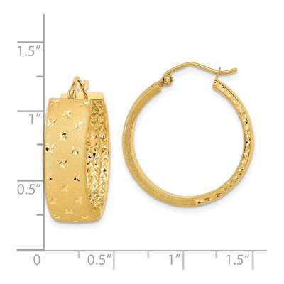 14K Yellow Gold 25mm Diamond-Cut Inside-Out Hoop Earrings – view 4