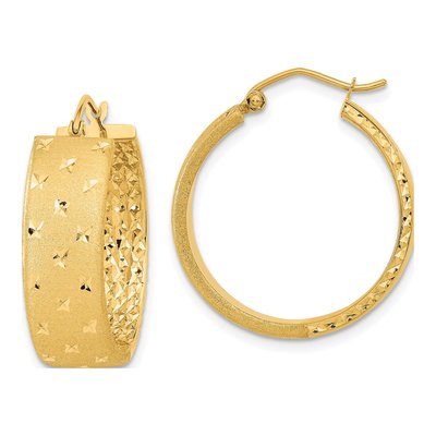 14K Yellow Gold 25mm Diamond-Cut Inside-Out Hoop Earrings