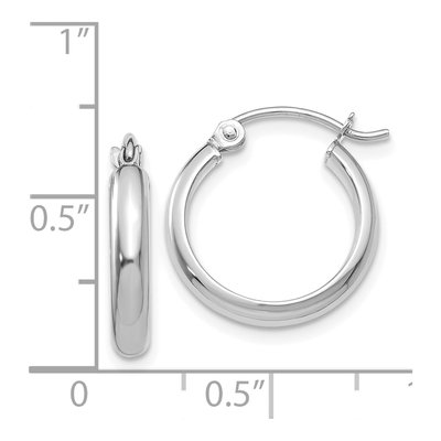 14K White Gold 12mm Round Tube Hoop Earrings – view 5