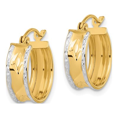 14K Yellow Gold 16mm Diamond-Cut Hoop Earrings – view 3