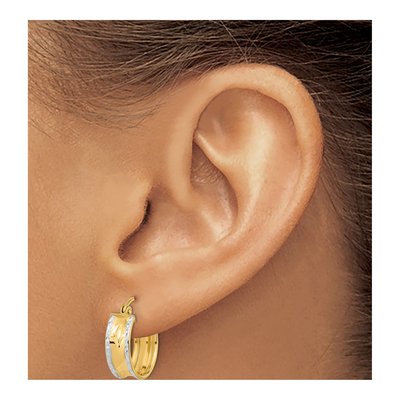 14K Yellow Gold 16mm Diamond-Cut Hoop Earrings – view 4
