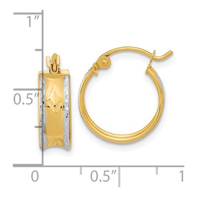 14K Yellow Gold 16mm Diamond-Cut Hoop Earrings – view 5