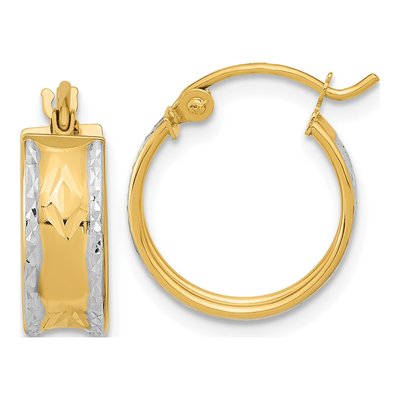 14K Yellow Gold 16mm Diamond-Cut Hoop Earrings