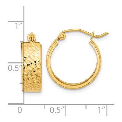 14K Yellow Gold 18mm Diamond-Cut Hoop Earrings – view 5