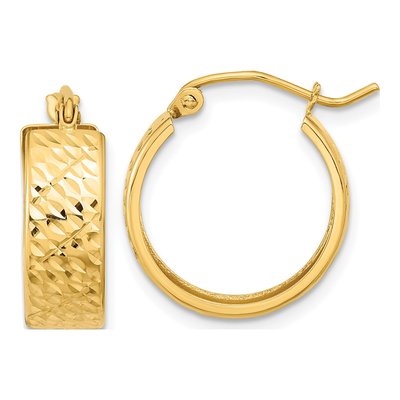 14K Yellow Gold 18mm Diamond-Cut Hoop Earrings