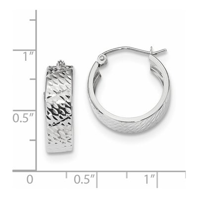 14K White Gold 18mm Diamond-Cut Hoop Earrings – view 5