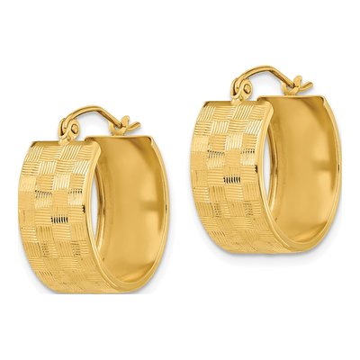 14K Yellow Gold Diamond-Cut Hoop Earrings – view 2