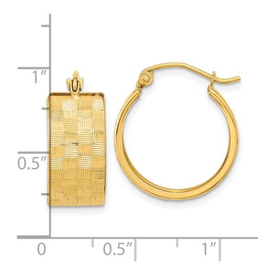 14K Yellow Gold Diamond-Cut Hoop Earrings – view 4