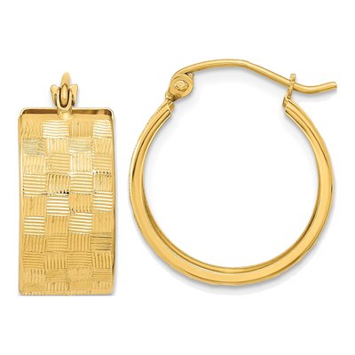 14K Yellow Gold Diamond-Cut Hoop Earrings