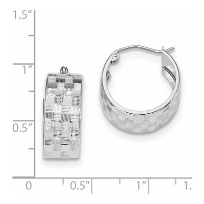 14K White Gold Diamond-Cut Hoop Earrings – view 5