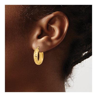 14K Yellow Gold 21mm Fancy Hoop Earrings – view 4