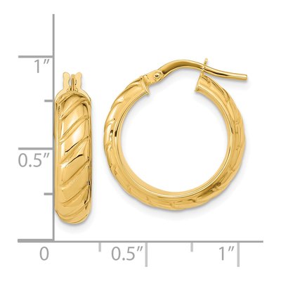 14K Yellow Gold 21mm Fancy Hoop Earrings – view 5