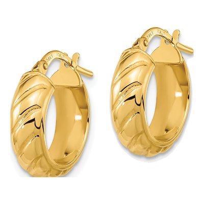 14K Yellow Gold 17mm Fancy Hoop Earrings – view 3